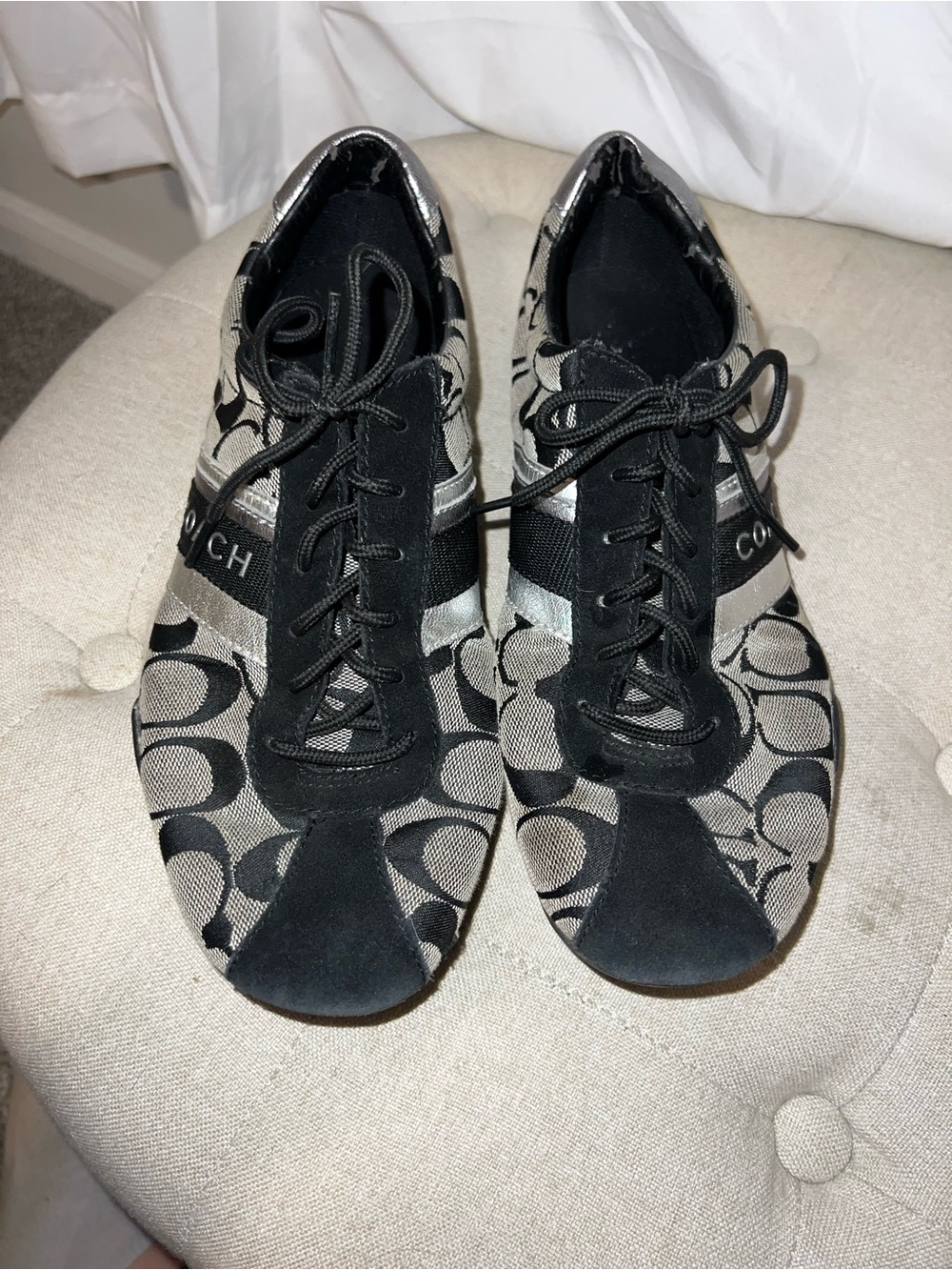 Coach Black & Silver Signature Logo Sneakers - Picture 2 of 8